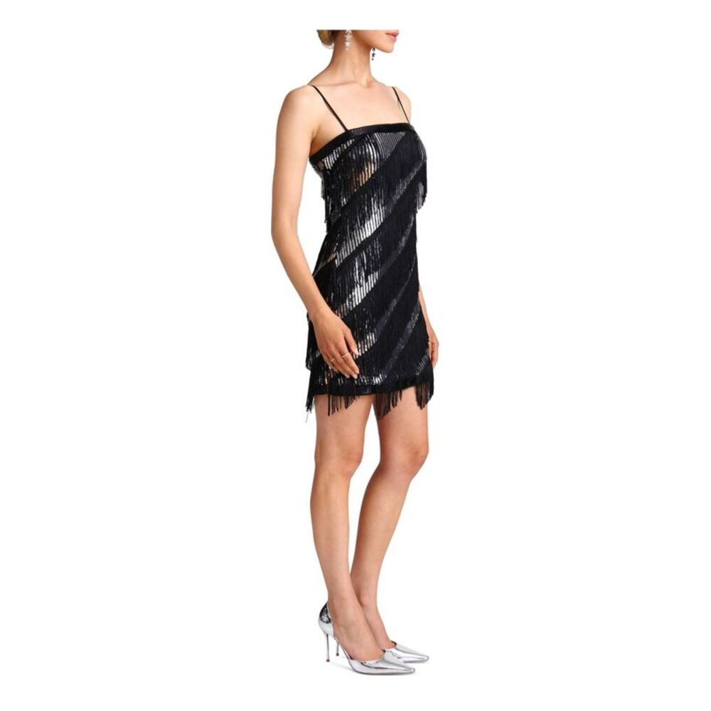 AVEC LES FILLES Womens Black Removable Straps Vented Hems Mini Dress 14 - Picture 3 of 3